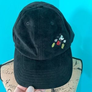 EUC Disney Velour Type Material Mickey Mouse Adjustable Baseball Cap